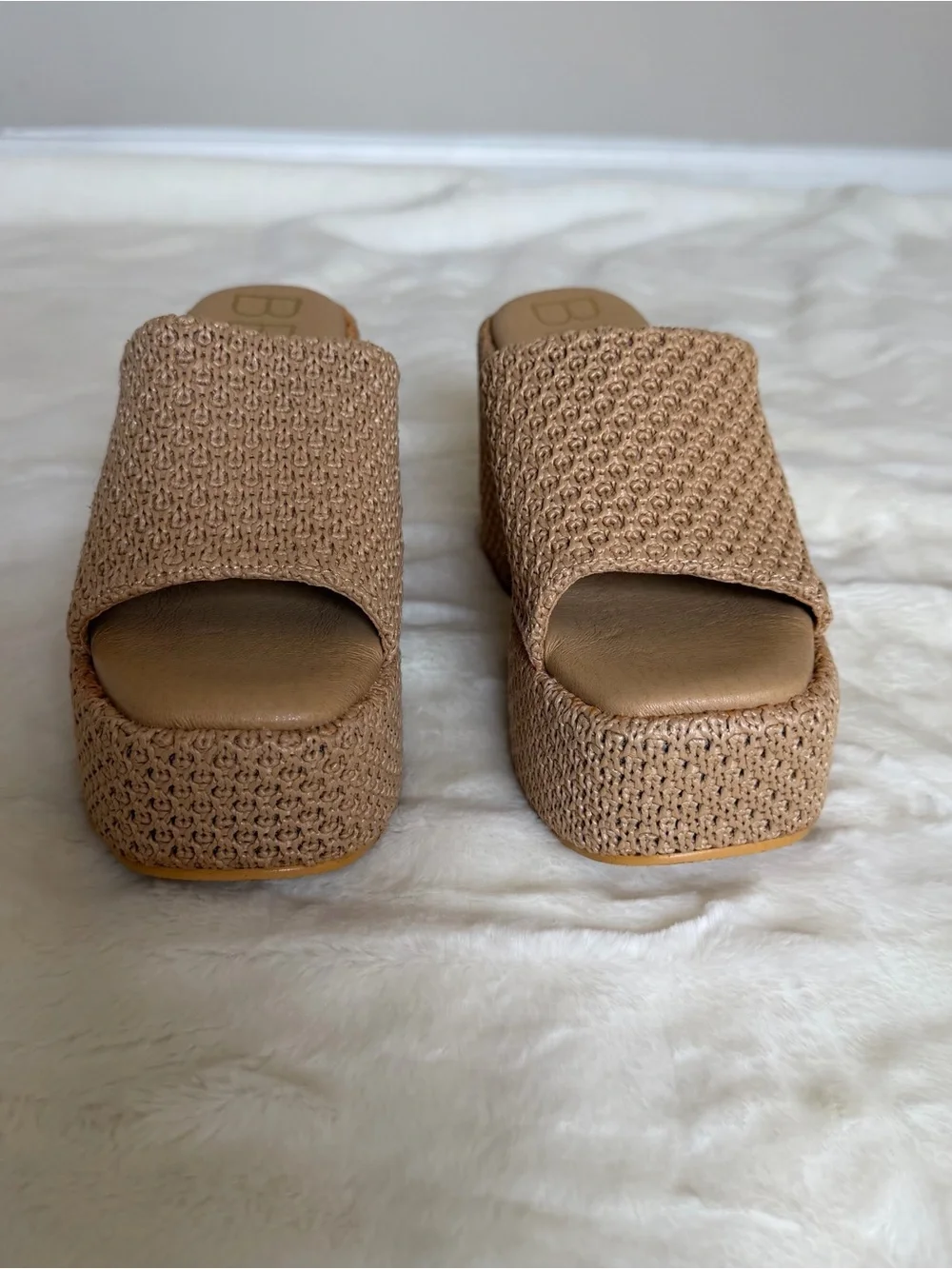 Beach By Matisse Como Beige Platform Slide Mule Heels for Women